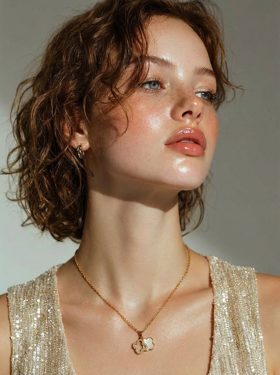 Double Clover Overlay Pendant Necklace