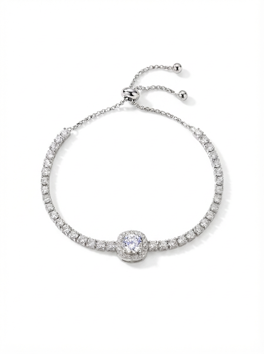 Round Cut Crystal Halo Bracelet
