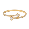 Double-Layer Pavé Clover Open Cuff