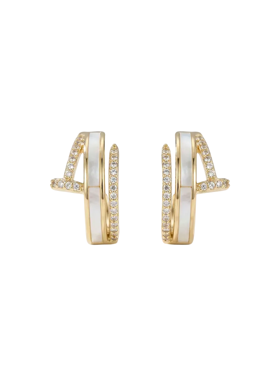Interlaced Pavé Nail and Shell Stud Earring