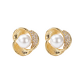 Twisted Pavé Pearl Stud Earrings