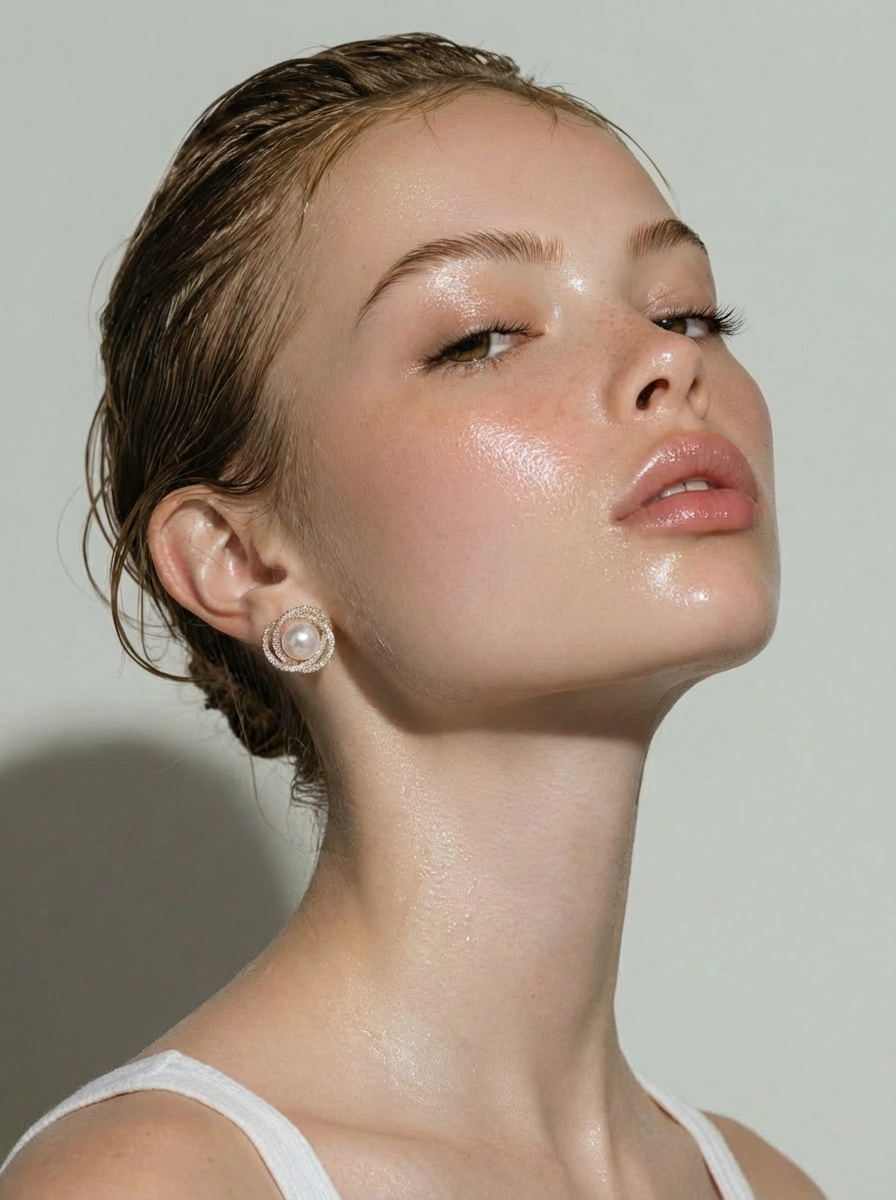 Gilded Pearl Halo Stud Earrings