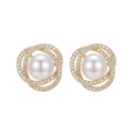 Gilded Pearl Halo Stud Earrings