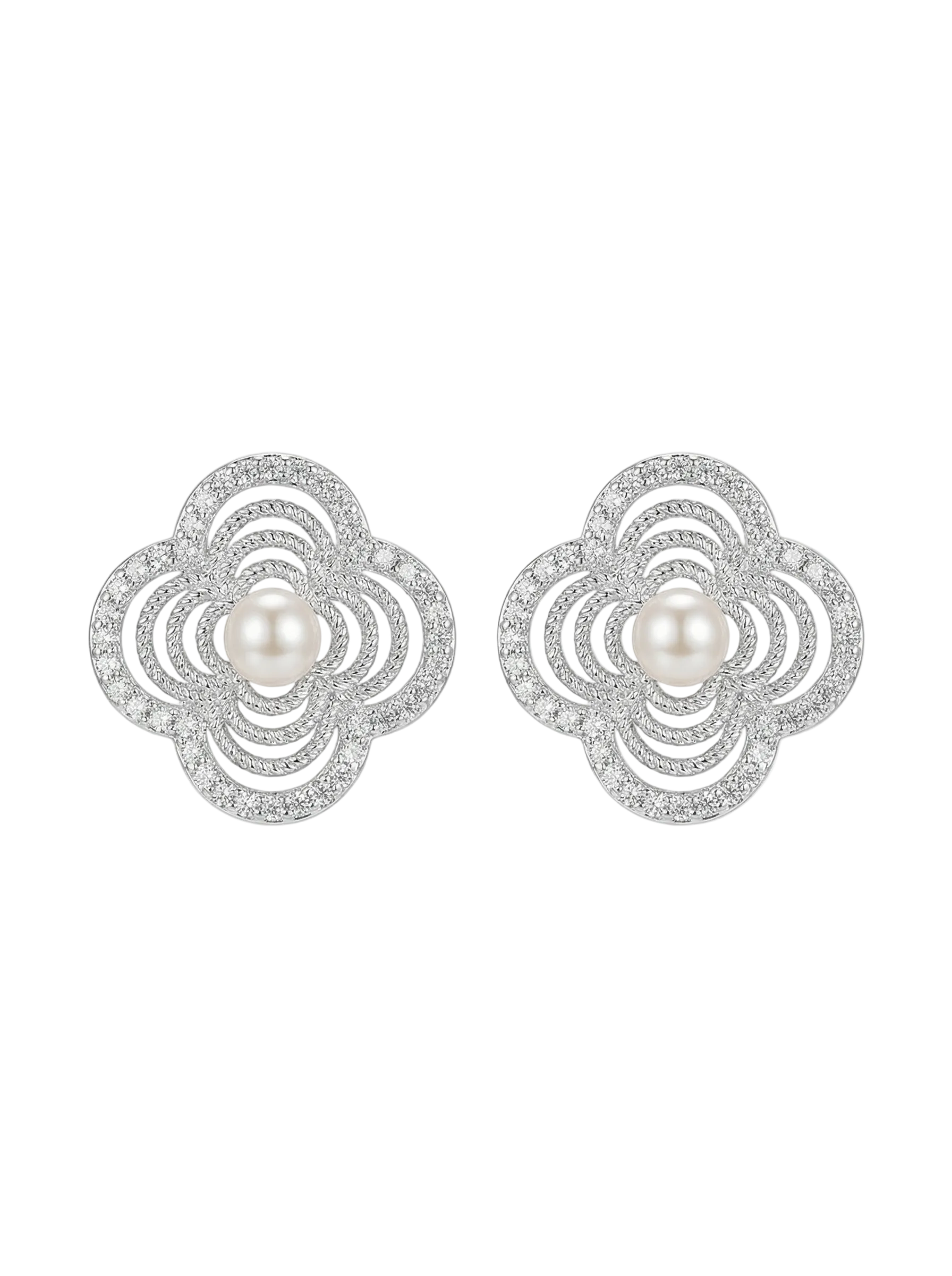 Aurora Layered Pearl Stud Earrings