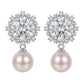 Celeste Halo Pearl Drop Earrings