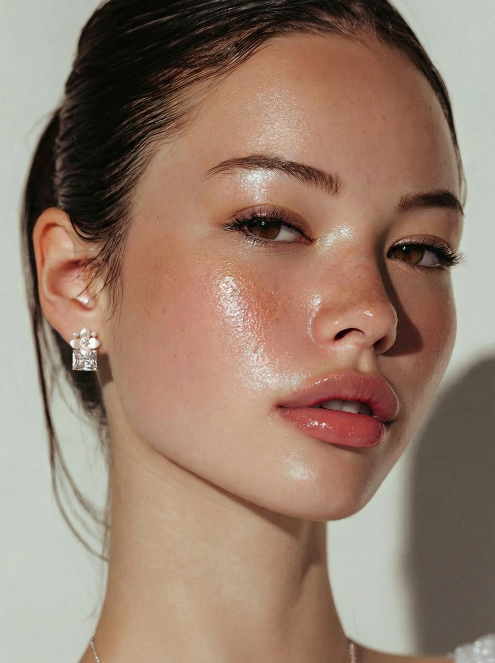 Ivory Bloom Pavé Stud Earrings