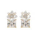 Ivory Bloom Pavé Stud Earrings