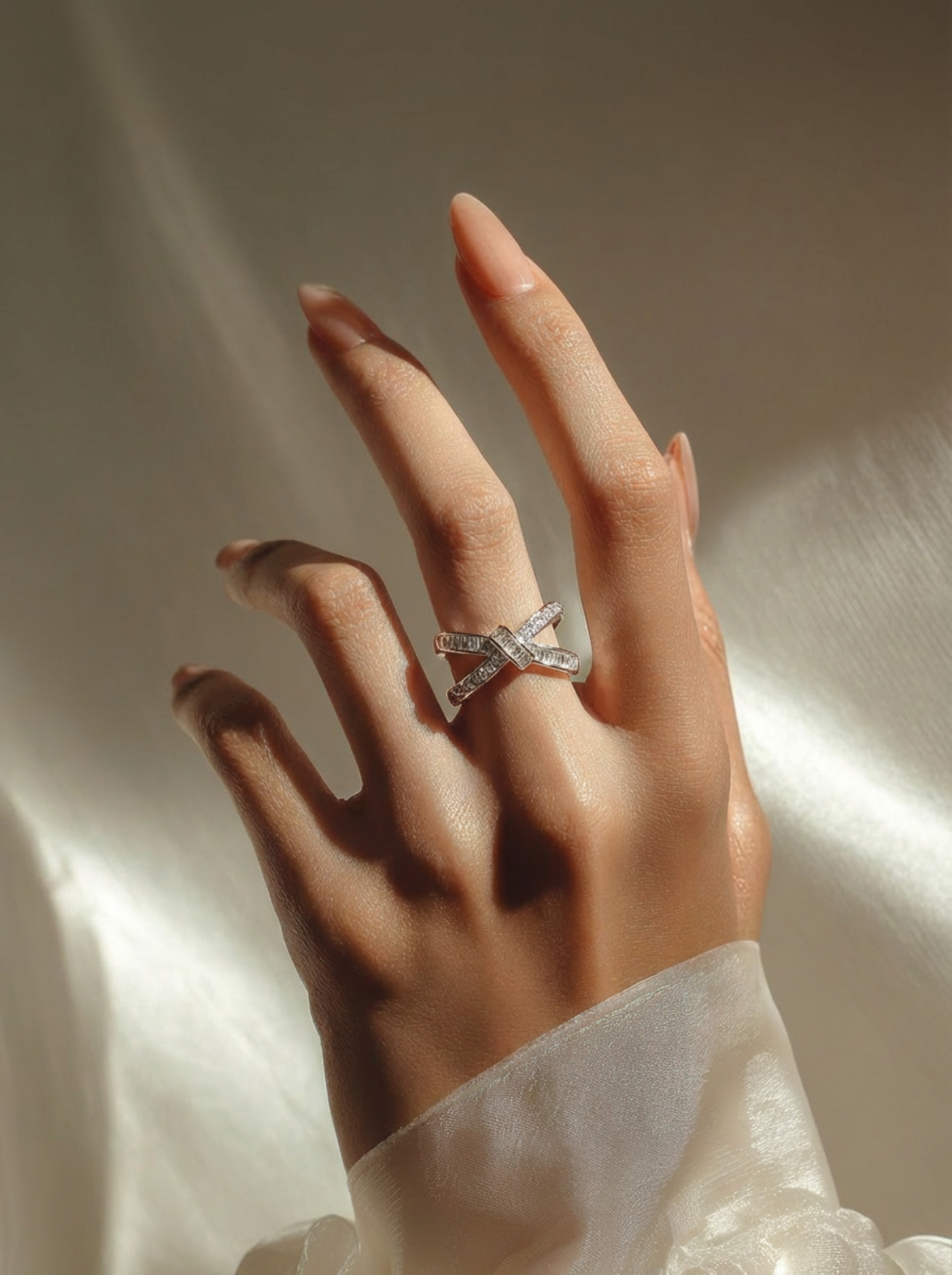 Crossed Pavé Band Ring