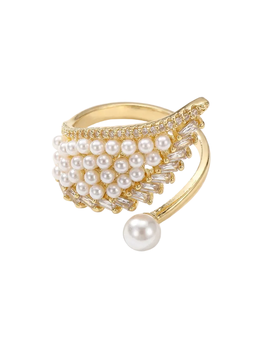 Sculpted Pearl Wrap Ring
