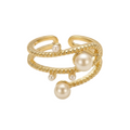 Structured Pearl Cascade Ring