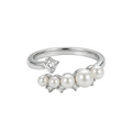 Pearl Curve Solitaire Ring
