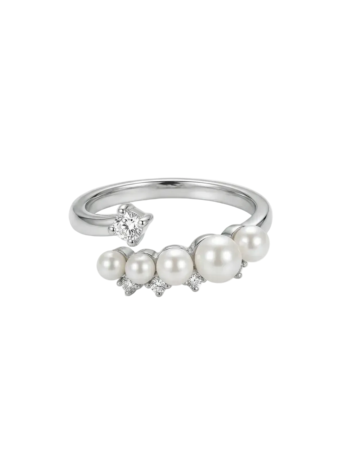 Pearl Curve Solitaire Ring