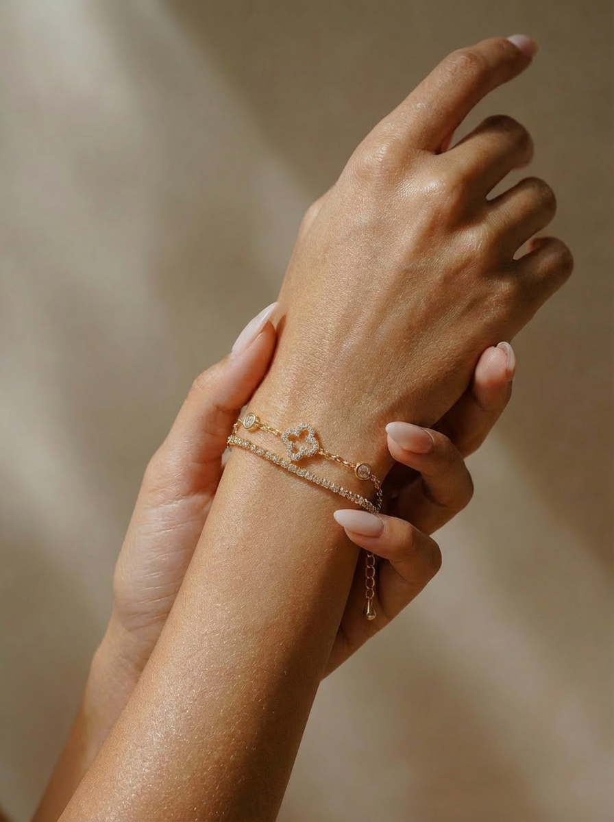 Interlace Double-Chain Pavé Bracelet