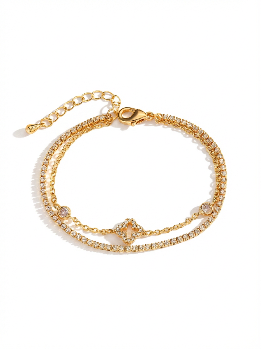 Interlace Double-Chain Pavé Bracelet