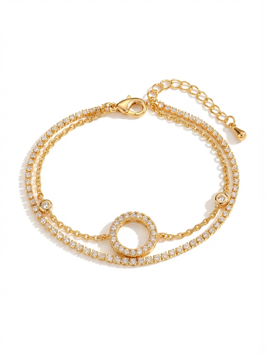 Pavé Halo Double-Chain Bracelet