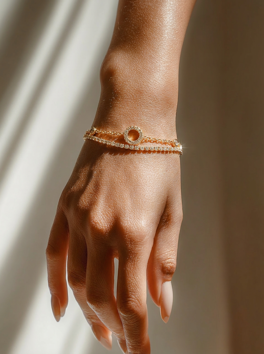 Pavé Halo Double-Chain Bracelet