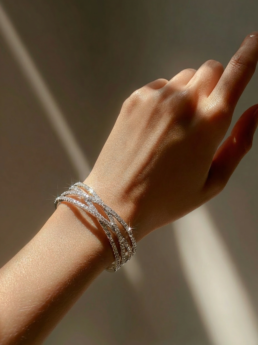 Lumière Cross Pavé Cuff