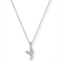 Silver Pavé Butterfly Drop Necklace