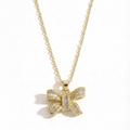 Pavé Bow Drop Pendant Necklace