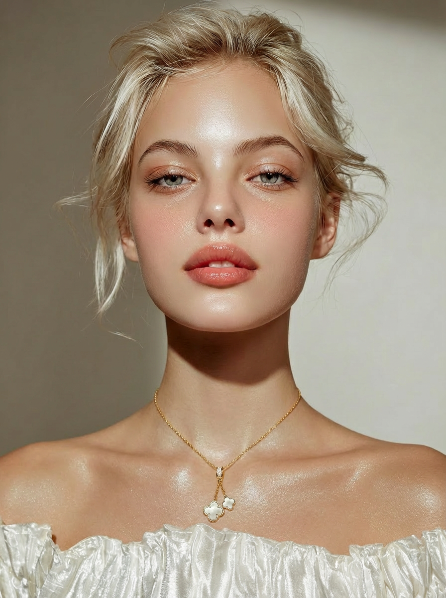 Off-Center Double Clover Lariat Necklace