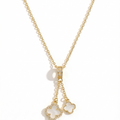 Off-Center Double Clover Lariat Necklace