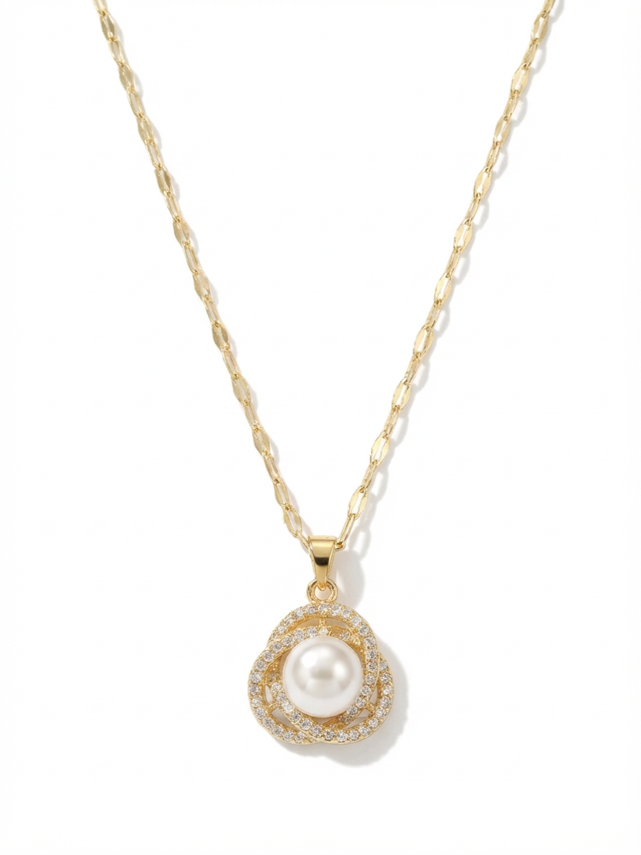 Éclat Double Halo Pearl Pendant Necklace